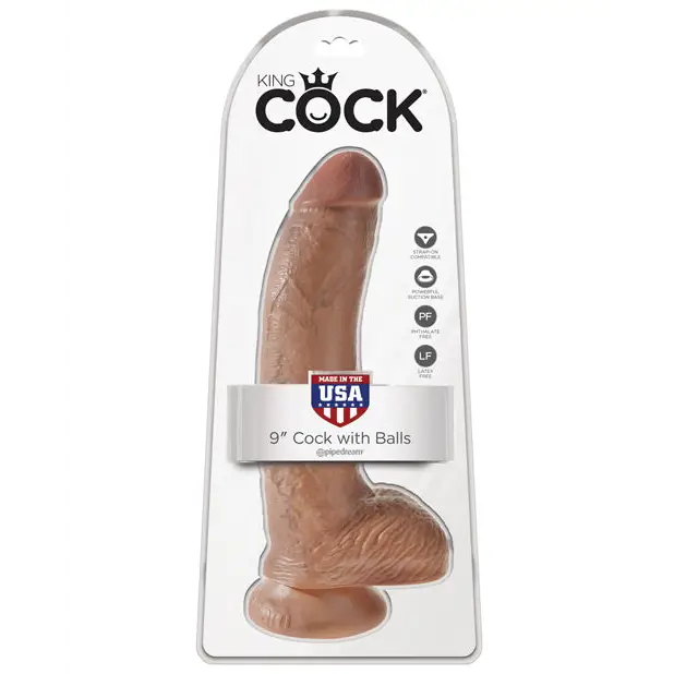 King Cock 9’’ Cock w/Balls - Tan - Dongs & Dildos