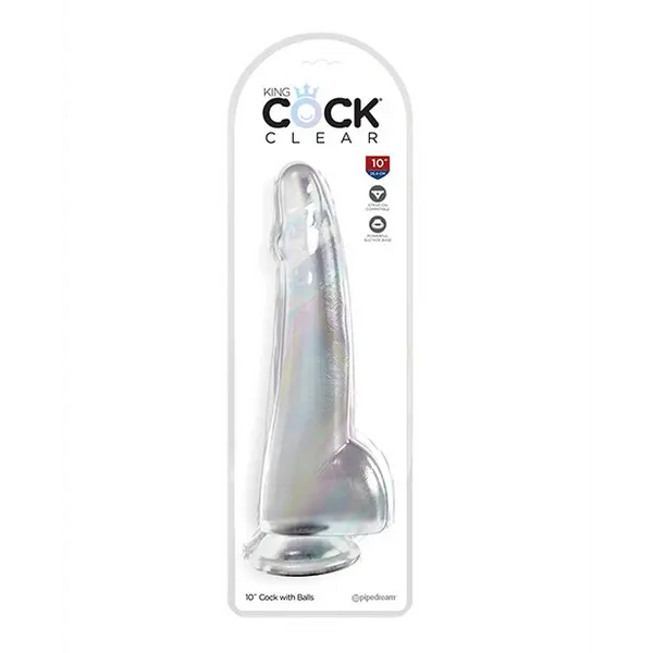 King Cock Clear 10’’ Cock w/Balls - Clear - Dongs & Dildos