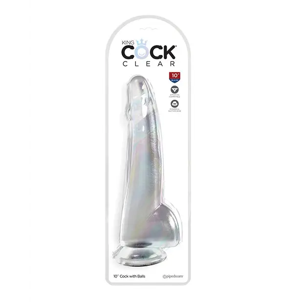 King Cock Clear 10’’ Cock w/Balls - Clear - Dongs & Dildos