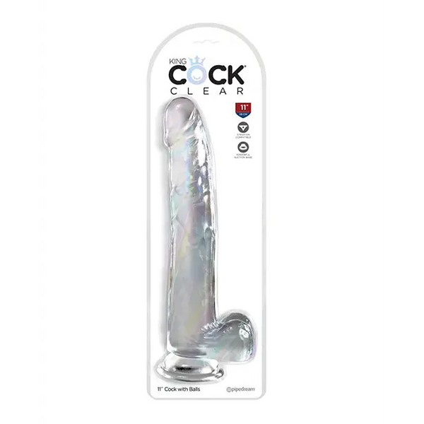 King Cock Clear 11’’ Cock w/Balls - Clear - Dongs & Dildos