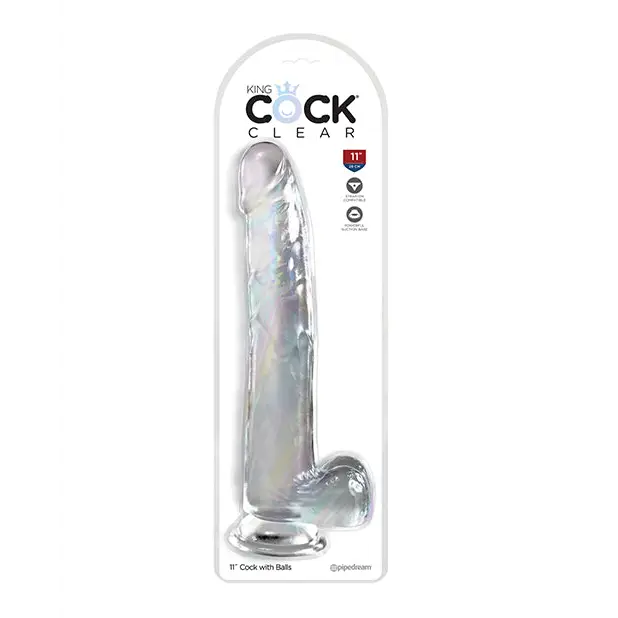 King Cock Clear 11’’ Cock w/Balls - Clear - Dongs & Dildos