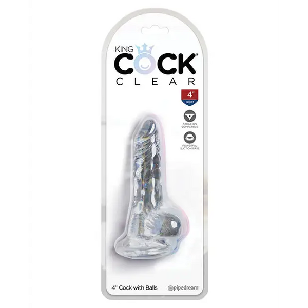King Cock Clear 4’’ Cock w/Balls - Dongs & Dildos