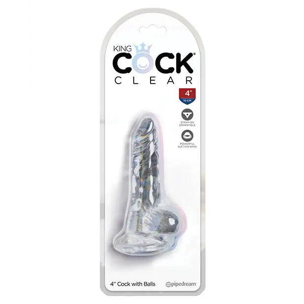 King Cock Clear 4’’ Cock w/Balls - Dongs & Dildos