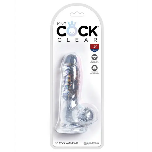 King Cock Clear 5’’ Cock w/Balls - Dongs & Dildos
