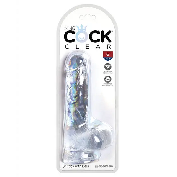 King Cock Clear 6’’ Cock w/Balls - Dongs & Dildos