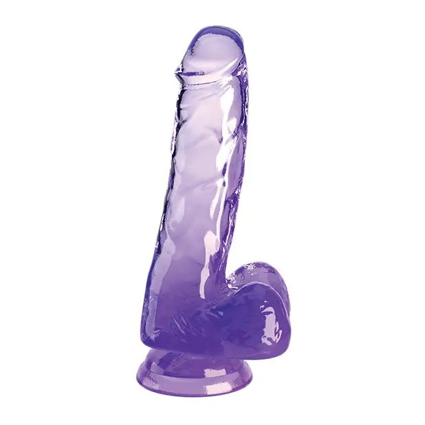 King Cock Clear 6’’ Cock w/Balls - Purple - Dongs & Dildos