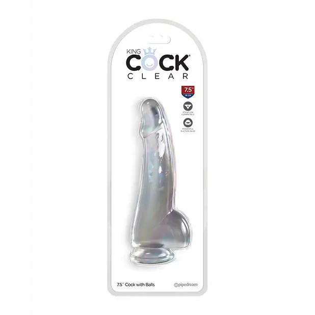 King Cock Clear 7.5’’ Cock w/Balls - Clear - Dongs & Dildos