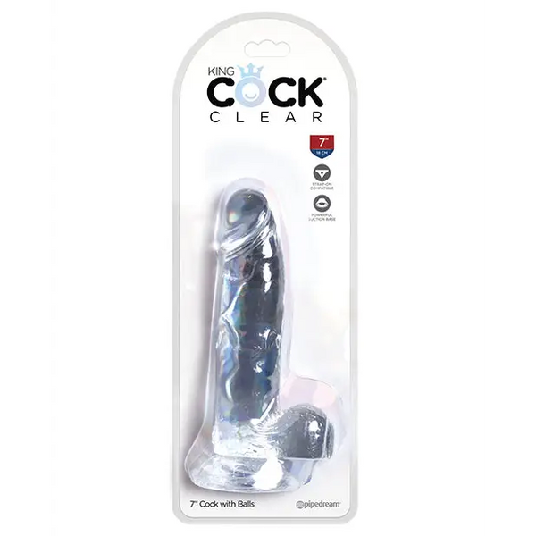 King Cock Clear 7’’ Cock w/Balls - Dongs & Dildos