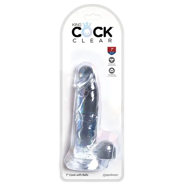 King Cock Clear 7’’ Cock w/Balls - Dongs & Dildos