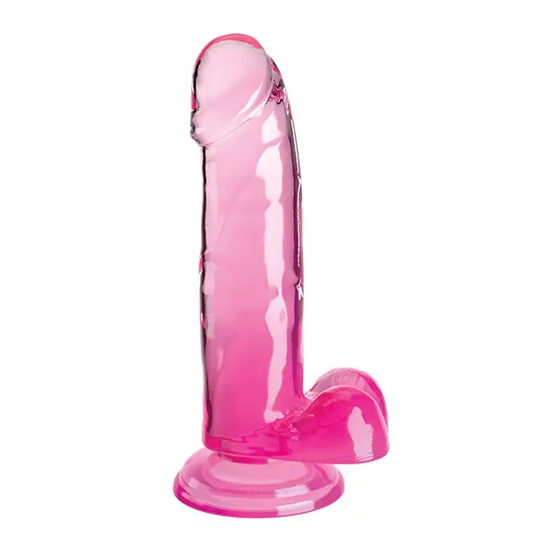 King Cock Clear 7’’ Cock w/Balls - Pink - Dongs & Dildos