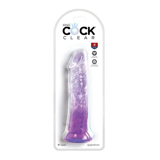 King Cock Clear 8’’ Cock - Purple - Dongs & Dildos