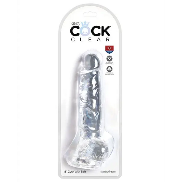 King Cock Clear 8’’ Cock w/Balls - Dongs & Dildos