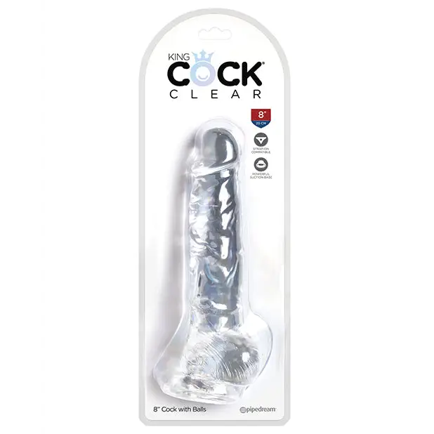 King Cock Clear 8’’ Cock w/Balls - Dongs & Dildos