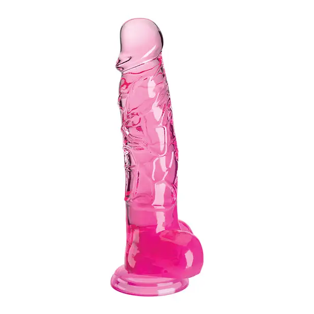 King Cock Clear 8’’ Cock w/Balls - Pink - Dongs & Dildos