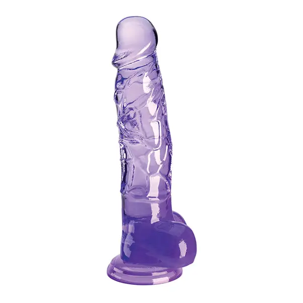 King Cock Clear 8’’ Cock w/Balls - Purple - Dongs & Dildos