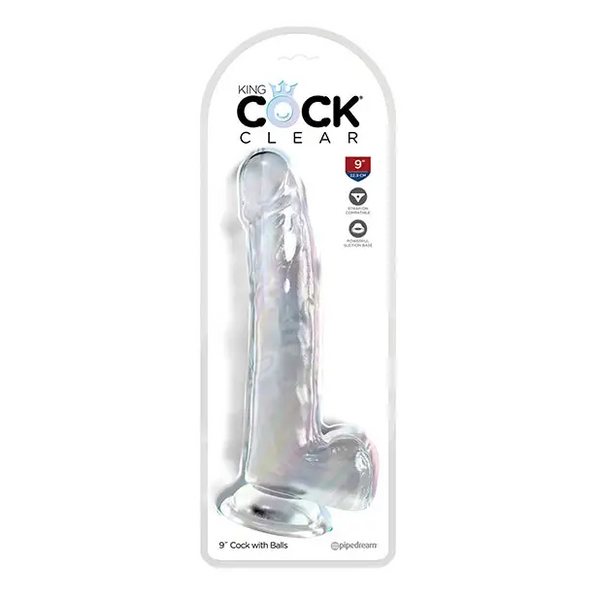 King Cock Clear 9’’ Cock w/Balls - Clear - Dongs & Dildos