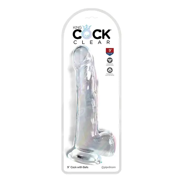 King Cock Clear 9’’ Cock w/Balls - Clear - Dongs & Dildos
