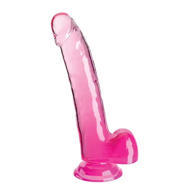 King Cock Clear 9’’ Cock w/Balls - Pink - Dongs & Dildos