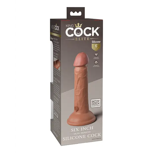 King Cock Elite 6’’ Dual Density Silicone Cock - Tan - Dongs & Dildos