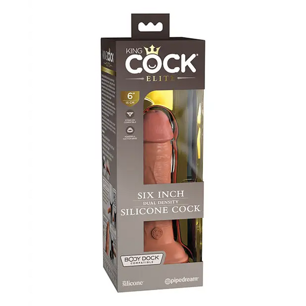 King Cock Elite 6’’ Dual Density Silicone Cock - Tan - Dongs & Dildos