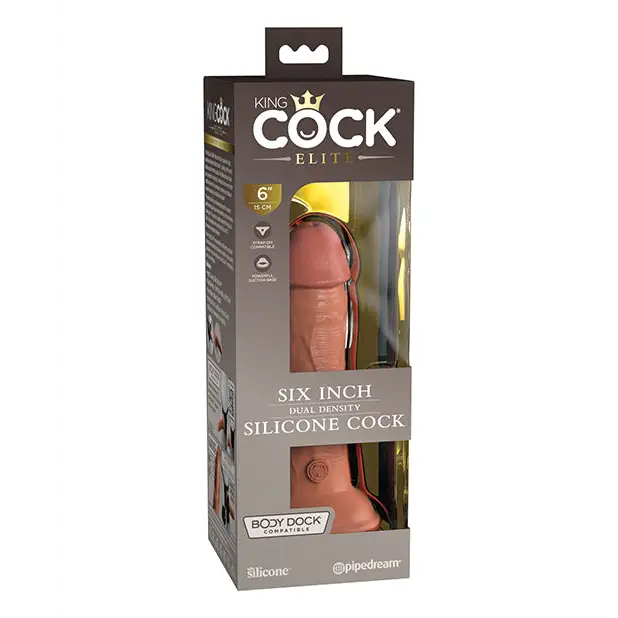 King Cock Elite 6’’ Dual Density Silicone Cock - Tan - Dongs & Dildos