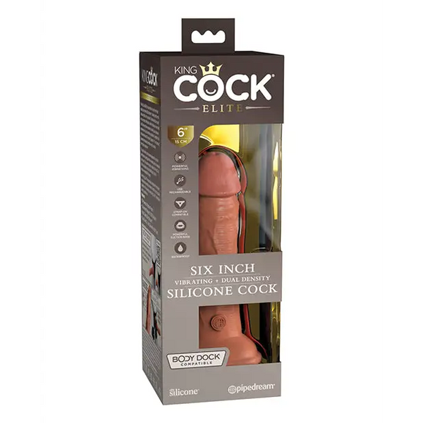 King Cock Elite 6’’ Dual Density Vibrating Silicone Cock - Tan - Vibrators