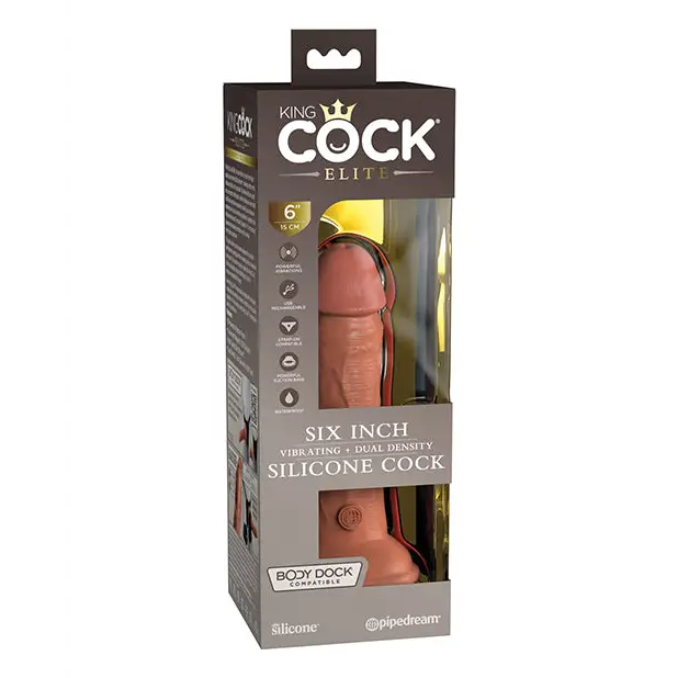 King Cock Elite 6’’ Dual Density Vibrating Silicone Cock - Tan - Vibrators