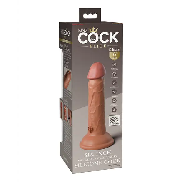 King Cock Elite 6’’ Dual Density Vibrating Silicone Cock - Tan - Vibrators