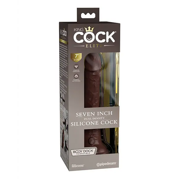 King Cock Elite 7’’ Dual Density Silicone Cock - Brown - Dongs & Dildos