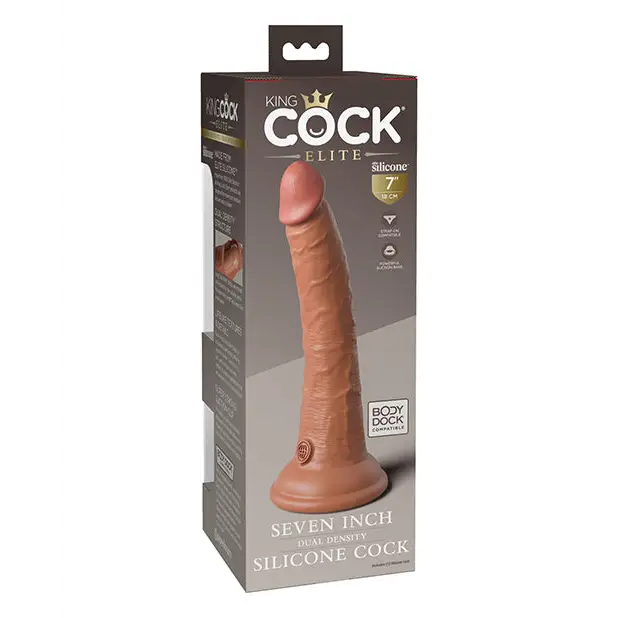 King Cock Elite 7’’ Dual Density Silicone Cock - Tan - Dongs & Dildos