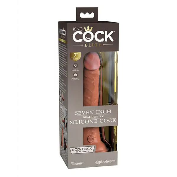 King Cock Elite 7’’ Dual Density Silicone Cock - Tan - Dongs & Dildos