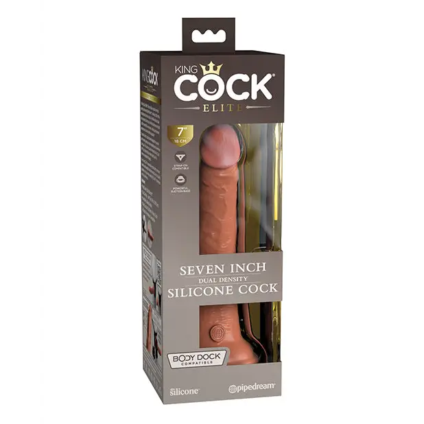 King Cock Elite 7’’ Dual Density Silicone Cock - Tan - Dongs & Dildos