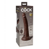 King Cock Elite 7’’ Dual Density Vibrating Silicone Cock w/Remote - Brown - Vibrators