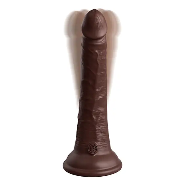 King Cock Elite 7’’ Dual Density Vibrating Silicone Cock w/Remote - Brown - Vibrators