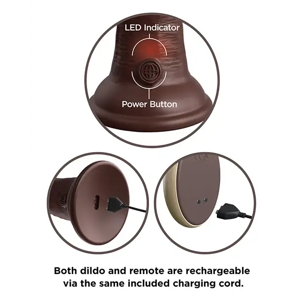 King Cock Elite 7’’ Dual Density Vibrating Silicone Cock w/Remote - Brown - Vibrators