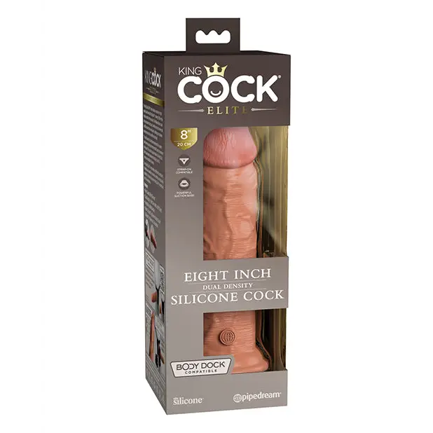 King Cock Elite 8’’ Dual Density Silicone Cock - Tan - Dongs & Dildos