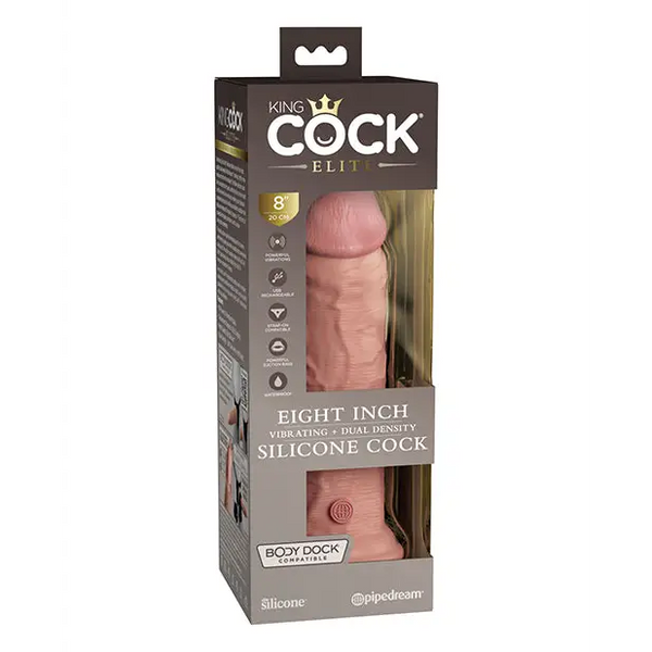 King Cock Elite 8’’ Dual Density Vibrating Silicone Cock - Light - Vibrators