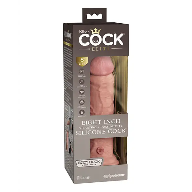 King Cock Elite 8’’ Dual Density Vibrating Silicone Cock - Light - Vibrators