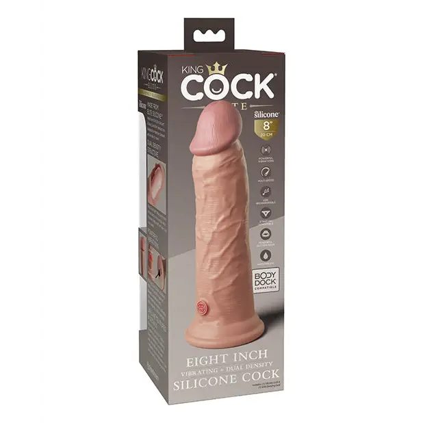 King Cock Elite 8’’ Dual Density Vibrating Silicone Cock - Light - Vibrators