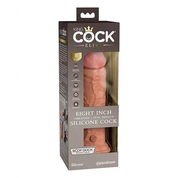 King Cock Elite 8’’ Dual Density Vibrating Silicone Cock - Tan - Vibrators