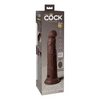 King Cock Elite 9’’ Dual Density Vibrating Silicone Cock w/Remote - Brown - Vibrators