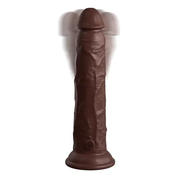 King Cock Elite 9’’ Dual Density Vibrating Silicone Cock w/Remote - Brown - Vibrators