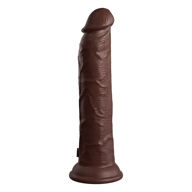 King Cock Elite 9’’ Dual Density Vibrating Silicone Cock w/Remote - Brown - Vibrators