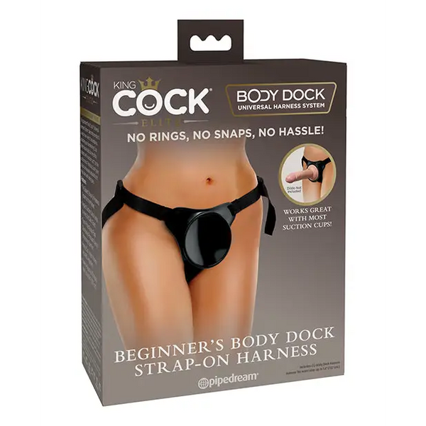 King Cock Elite Beginner’s Body Dock Strap On Harness - Black - Strap Ons