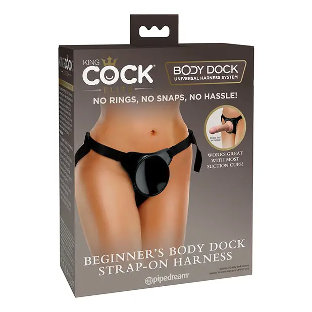 King Cock Elite Beginner’s Body Dock Strap On Harness - Black - Strap Ons