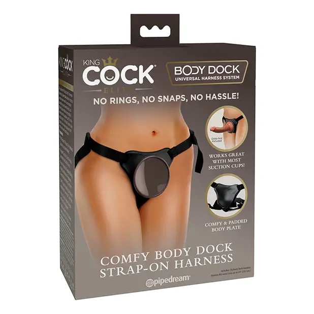 King Cock Elite Comfy Body Dock Strap On Harness - Black - Strap Ons