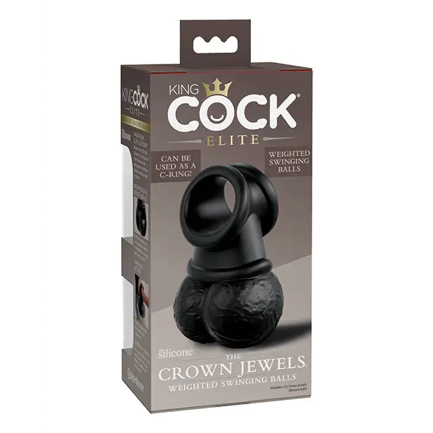 King Cock Elite The Crown Jewels Weighted Swinging Balls - Black - Penis Enhancement