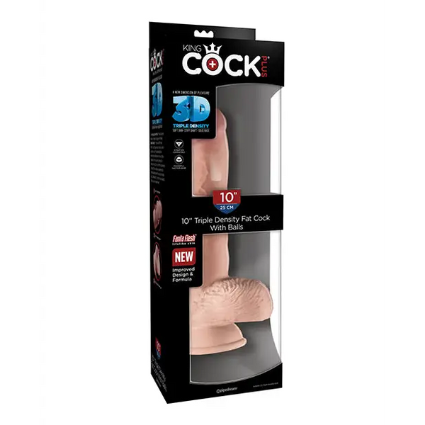 King Cock Plus 10’’ Triple Density Fat Cock w/Balls - Dongs & Dildos