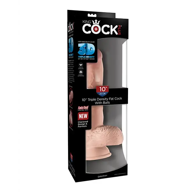 King Cock Plus 10’’ Triple Density Fat Cock w/Balls - Dongs & Dildos