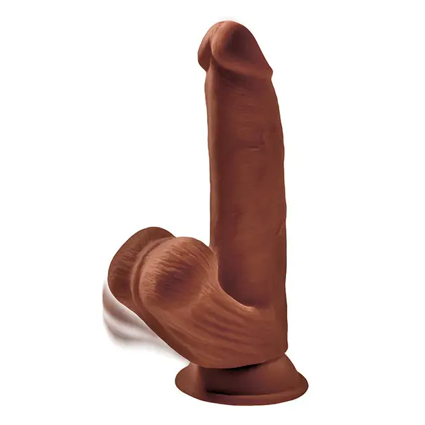 King Cock Plus 8’’ Triple Density Cock w/Swinging Balls - Brown - Dongs & Dildos